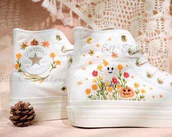 Embroidered Halloween Converse 1970s Chuck Taylor Shoes: Custom Ghost Design