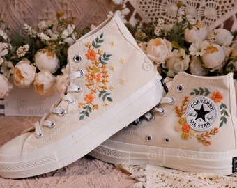 Custom Embroidered Converse Chuck Taylor 1970s: Floral Design