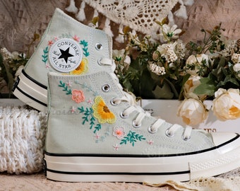 Custom Embroidered Converse 1970s: Floral Chuck Taylor Shoes