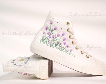 Custom Tulip Embroidered Converse 1970s Chuck Taylor Shoes