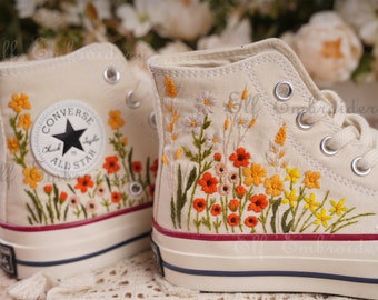 Custom Converse 1970s: Embroidered Floral Sneakers