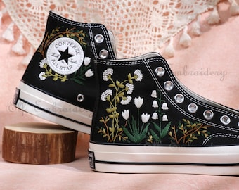 Custom Lily of the Valley Embroidery / Converse Sneakers / Petite Floral Embroidery / Christmas Gifts