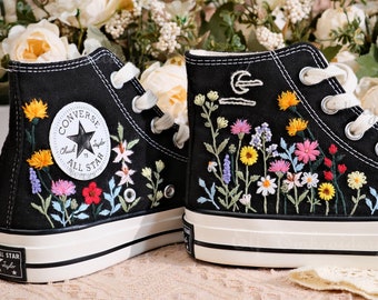 Custom Embroidered Converse Chuck Taylor 1970s: Floral Design