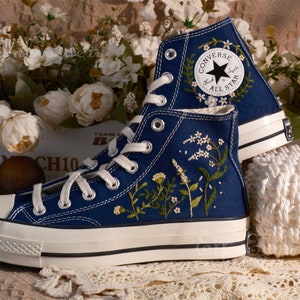 Custom Converse Embroidered Shoes,1970s Converse Chuck Taylor,Converse Custom Small Flower/Small Flower Embroidery image 8