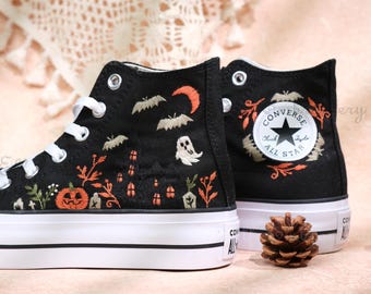 Embroidered Halloween Converse Shoes: Custom 1970s Chuck Taylor