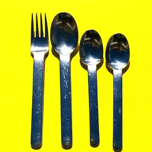 Retroneu Scan  Stainless Flatware 18/8 Mixed Dinner Fork Teaspoons & Soup Spoon