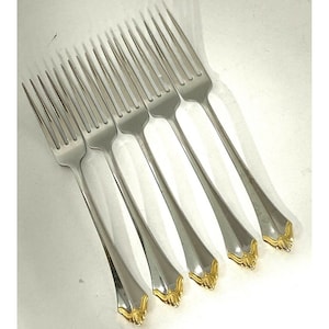 Community By Oneida GOLDEN KENWOOD   5 Dinner Forks Stainless Golden Tip Handle