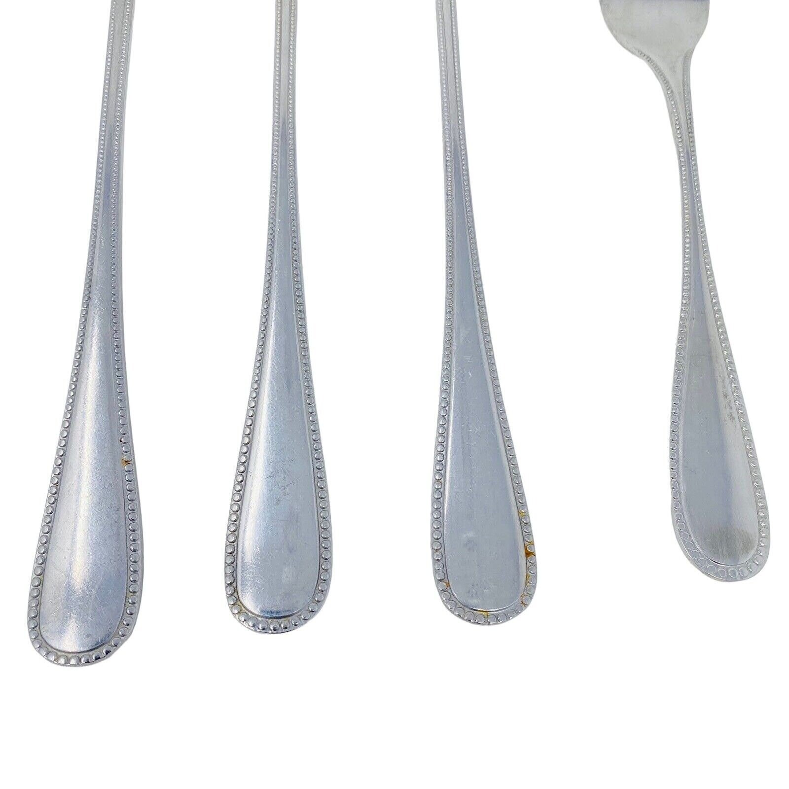 Orleans Silver Stainless Japan Flatware Beaded Edge ORL9 Iced Tea Spoons Fork