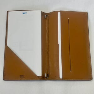 Authentic Hermès Vintage Leather Passport Holder - Gold, 2004-2005, Good Condition | Made in France | Pouch Included