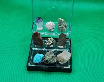 Natural mixed mineral box/Gemstone raw specimen collection