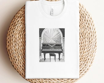 Music Shirt, Piano Instrument, Pianist gift, Musician Gift, Gift for Musician, Artist t-shirt , Music and Architecture t-shirt, music life.