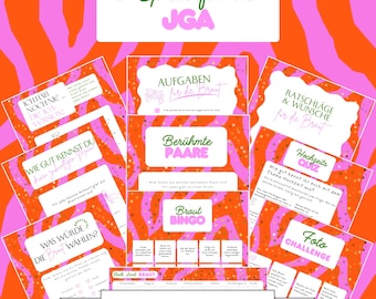 Pacchetto giochi JGA / 10 giochi lussuosi per den Junggesellinnenabschied / Giochi per feste JGA stampabili / Giochi per addio al nubilato Deutsch