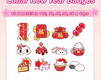Lunar New Year Twitch Sub Badge | Gebissabzeichen | Discord Rollen | Niedliche Sub-Abzeichen | Vtuber Objekt | Kanalpunkte | Twitch, YouTube, Discord