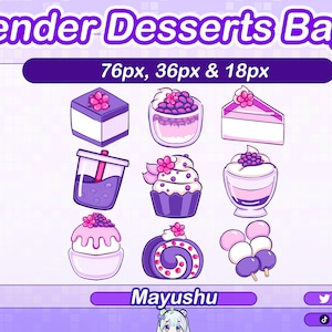 Lavender Desserts Sub-Badges for Twitch, Discord, Youtube | Cute Purple Vtuber Streamer Bit Badges | Discord Roles | Emotes | Youtube Roles