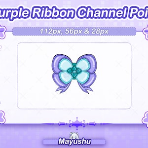 Purple Blue Ribbon Channel Points for Twitch | Streamer Subscriber Icon | Cute Vtuber Accessory | Discord Server Layout | Streamer Graphics