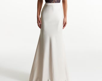 Weißer Satin-Maxirock - High-Waist-Abendgarderobe, langer Rock