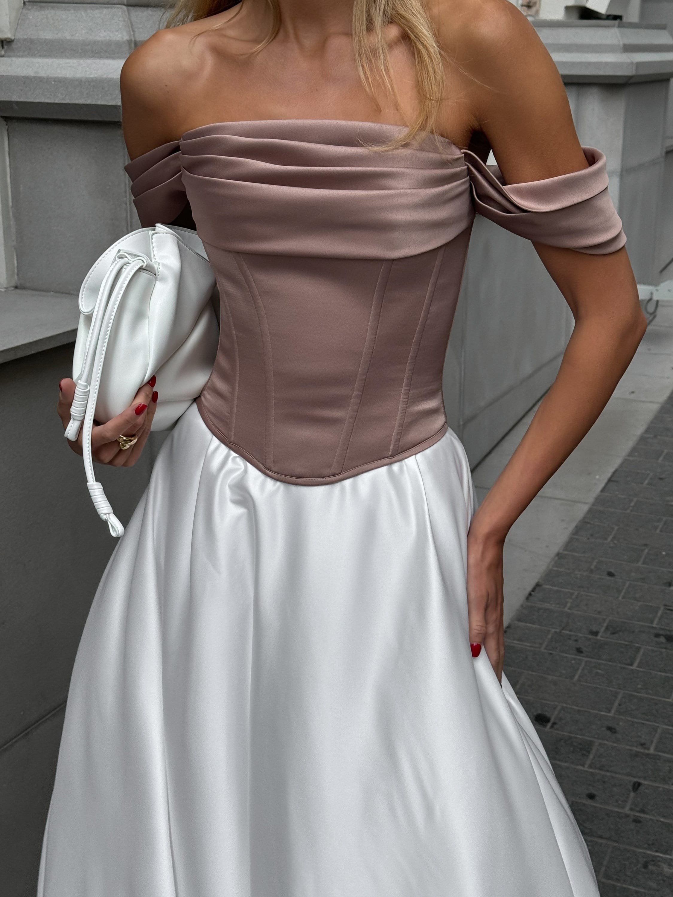 Elegant Coffee Satin Corset Top - off Shoulder Bustier - Etsy