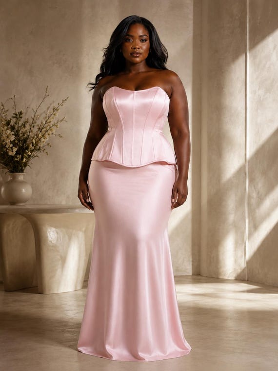 light pink plus size dress Final Sale Sleeveless Baby Doll in Fuchsia Chic And Curvy line evening gowns for formals and plus Light Pink Dress for Wedding