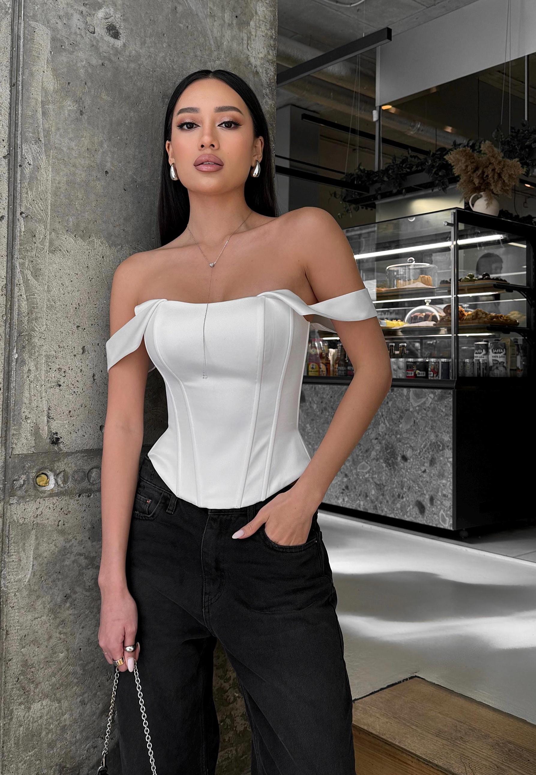 White Satin Wedding Corset Top – Elegant Bridal Bustier - Etsy
