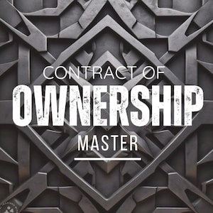 May include: A black and white image with a geometric pattern. The text "CONTRACT OF OWNERSHIP MASTER" is in the center of the image.