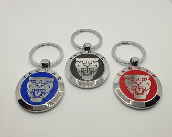 Jaguar Solid Metal Round  Key Ring brand logo