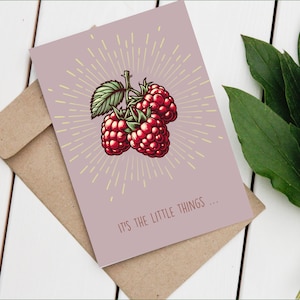 Set 3x Grußkarten mit Beerenmotiv zum Ausdrucken - motivierende Postkarten - Vintage Look - "it's the small things in life.."