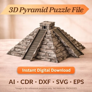 Rompecabezas 3D de las Pirámides de Egipto: Diseño cortado con láser (descarga digital)