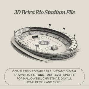 Beira Rio Stadium 3D puzzle file | cnc, laser cut, cricut | ai, cdr, dxf, svg, eps | brazilian stadium decor | instant download