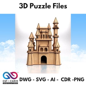 Castle 3D Puzzle | CNC, Laser Cut & Cricut Files | EPS Dxf Svg Pdf file for Autocad, Coreldraw, Adobe Illustrator