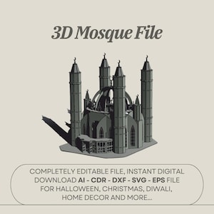 Kul Sharif-moskee 3D-puzzel digitaal bestand | cnc, lasergesneden, cricut | ai, cdr, dxf, svg, eps|diy islamitisch architectuurmodel | direct downloaden