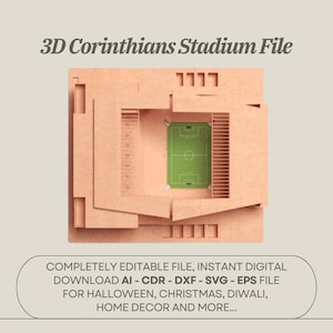 Corinthians Stadium 3d puzzle file | cnc, laser cut, cricut | ai, cdr, dxf, svg, eps | sports decor | instant download