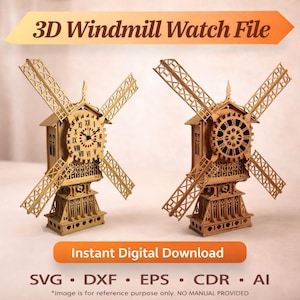 Windmill Watch 3D Model: DIY Home Decor (Digital Download)