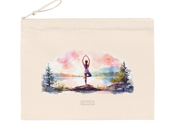 Yoga-Mappe | Federmappe | 21.5cm x 16cm | umweltfreundlich | Waldsee | Natur | handgemalt | Geschenk | Yogalehrer | Waldbaden | Tasche