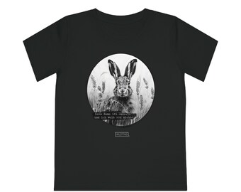 Bio Kinder-T-Shirt | Mein Name ist Hase und ich weiß von nichts | Feldhase | handgemalt | Bio-Baumwolle | Geschenk | Ostern | Natur | Wald