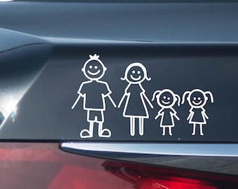 Autoaufkleber Familie als Strichmännchen Heckscheibenaufkleber Fahrzeug Auto