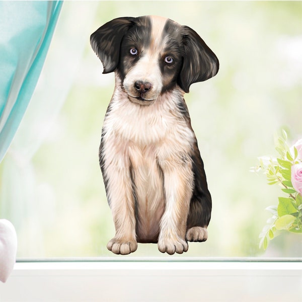 Fensterbild eines Hundes Australian Shepherd, beidseitig bedruckt in verschiedenen Farben und Größen Fensterdeko Kinderzimmer Kind