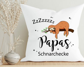 Deko Kissen Faultier Papas Schnarchecke Geschenk Polyester Vatertag