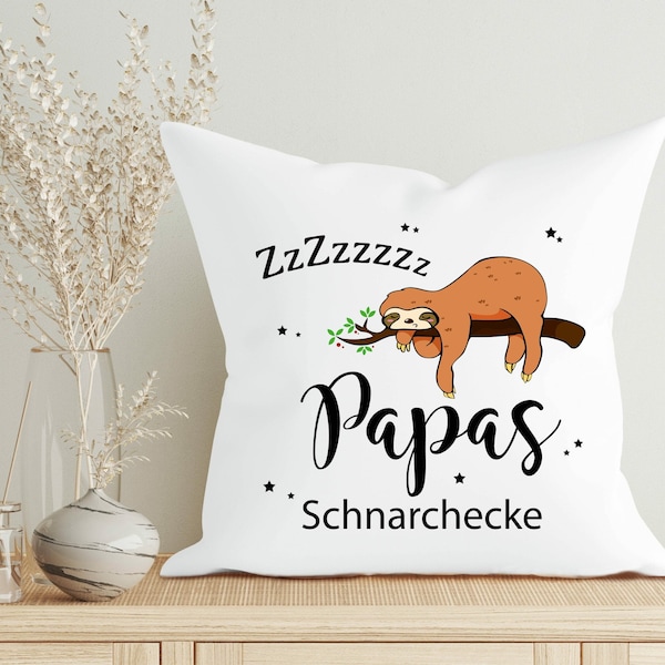 Deko Kissen Faultier Papas Schnarchecke Geschenk Polyester Vatertag