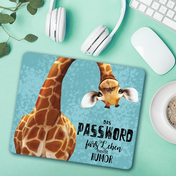 Mauspad Mousepad Giraffe Humor Schreibtischunterlage Geschenk Büro Geburtstag