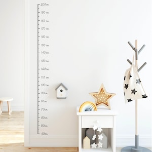 Wandtatto Kinderzimmer Messlatte Maßband 40 - 200 cm konturgeschnitten - ohne Hintergrundfolie, 1 cm Abstand