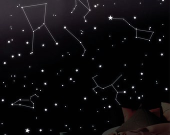 Leuchtaufkleber Kinderzimmer Sternzeichen  leuchtend Wanddekoration Sterne