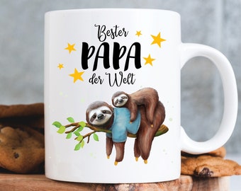 Tasse bedruckt Faultier Bester Papa der Welt Geschenk Vatertag Geburtstag Vatertagsgeschenk
