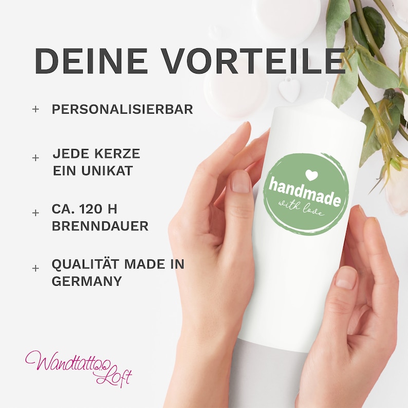 Weiße Hochzeitskerze Eukalyptus Boho Personalisiert Hochzeitsgeschenk Wunschtext, Valentinstagsgeschenk Hochzeit, Jubiläum image 9