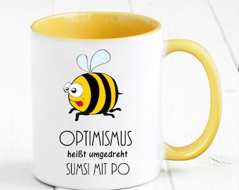 Tasse Biene Optimismus Sumsi mit Po Tasse Becher Geschenk Geburtstag bunt