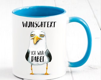 Geschenkidee maritime Tasse ich war dabei mit Möwe, Geburtstagsgeschenk