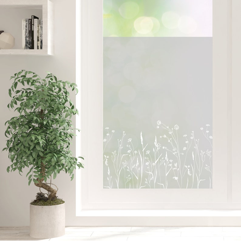 Sichtschutzfolie mit einer wilden Blumenwiese, Fensterfolie Fensterdeko Milchglasfolie image 4