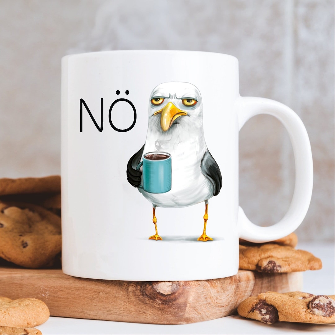 Lustige Katzen-Tasse ‚Ähm … NÖ!‘ Mit Deckel – Schwarz-weiß Für Büro & Alltag