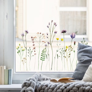 Fensterbild Frühling Ostern Wildgras Gräser Blumenwiese mit Hummeln, Fensterdekoration zdjęcie 2