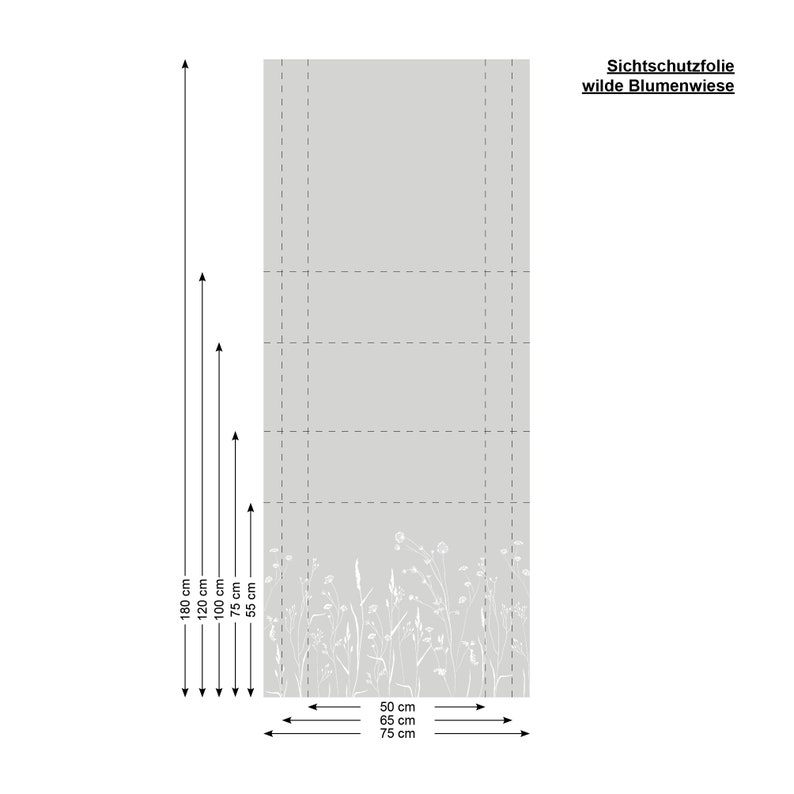 Sichtschutzfolie mit einer wilden Blumenwiese, Fensterfolie Fensterdeko Milchglasfolie image 7