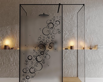 Sichtschutzfolie Duschkabine Blubberblasen Kreise Ringe Fensterfolie Dusche Duschglastür Duschwand schwarz oder weiß Milchglasfolie
